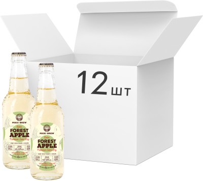 Упаковка сидру MIKKI BREW Forest Apple ігристий напівсухий 5.5% 0.33 л x 12 шт.