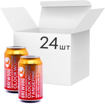 Упаковка пива BrewDog Clockwork Tangerine світле нефільтроване 4.5% 0.33 л х 24 шт.