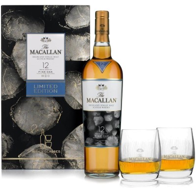 Віскі Macallan Fine Oak 12 років 40% + келихи 2шт