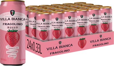 Упаковка Сідра Fragolino Rosso Villa Bianca з/б 7-8.5% 0.33 л х 24 шт