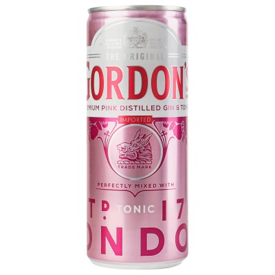 Напій слабоалкогольний Gordon's Pink Gin & Tonic з/б, 0,25 л, 5%