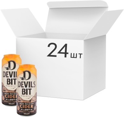 Упаковка сидру Devils Bit яблучний 6% 0.5 л x 24 шт