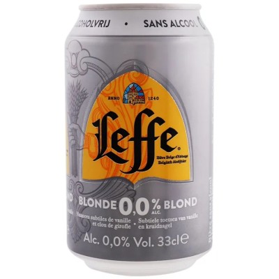 Пиво безалкогольне Leffe Blonde, світле, 0%, з/б, 0,33 л