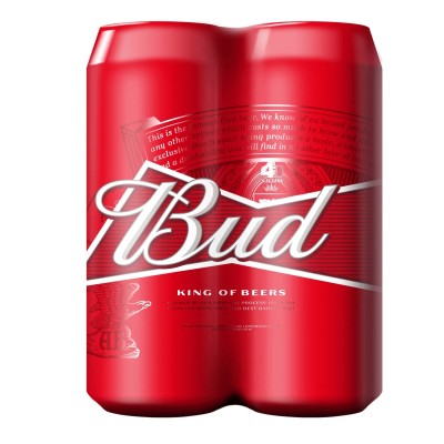 Пиво Bud, світле, 5%, з/б, 4 шт. по 0,5 л