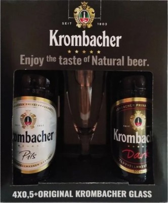 Набір пива Krombacher (Pils 2 шт. х 0.5 л, Dark 2 шт. х 0.5 л) + келих