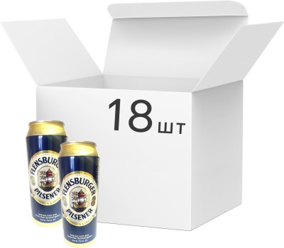 Упаковка пива Flensburger Pilsener світле фільтроване 4.8% 0.5 л x 18 шт.