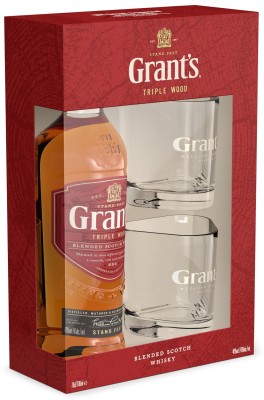 Набір Віскі Grant's Triple Wood 0.7 л 40% + 2 склянки