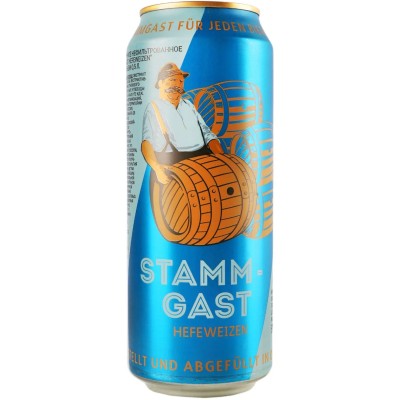 Пиво Stammgast Hefeweizen, світле, нефільтроване, 5%, з/б, 0,5 л