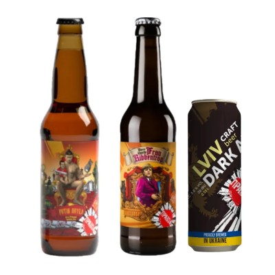 Набор пива: Правда Dark Ale, 5,2%, 0,33 л + Правда Frau Ribbentrop, 4,5%, 0,33 л + Правда Putin Huilo, 8%, 0,33 л