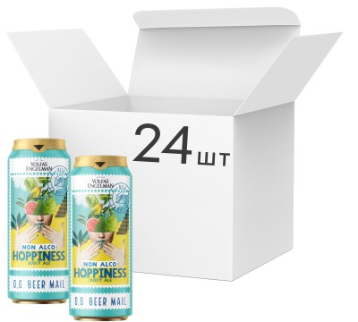 Упаковка пива Volfas Engelman Hoppiness безалкогольне світле пастеризоване фільтроване спеціальне 0% 0.5 л x 24