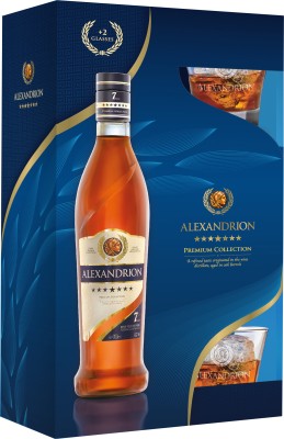 Міцний алкогольний напій Alexandrion 7* 0.7 л 40% в коробці + 2 склянки