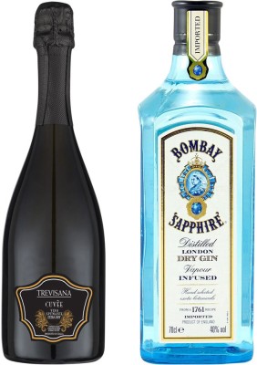 Набір Френч 75: Вино ігристе Trevisana біле екстра-сухе 0.75 л + Джин Bombay Sapphire 0.7 л