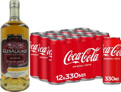 Набір GlenAladale Red Edition 40% 0.7 л Упаковка безалкогольного напою Coca-Cola 0.33 л х 12 шт