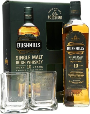 Віскі Bushmills Single Malt 10 років витримки 0.7 л 40% в подарунковій упаковці з 2 склянками