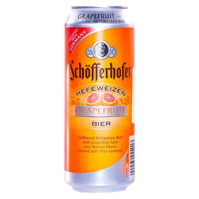 Пиво Schöfferhofer Grapefruit, пшеничне, нефільтроване, із соком, 2,5%, з/б, 0,33 л