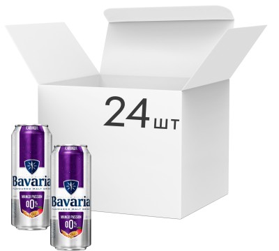 Упаковка пива Bavaria Malt Mango Passion безалкогольне світле фільтроване 0% 0.5 л х 24 шт