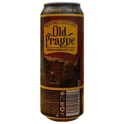 Пиво Old Prague Bohemian Dark Lager, темне, фільтроване, 4,4%, з/б, 0,5 л