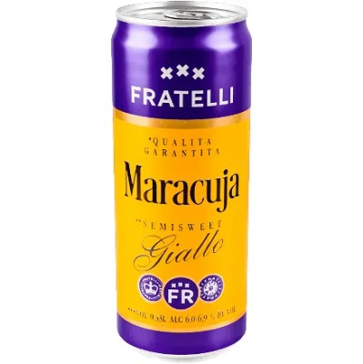 Напій винний Fratelli Maracuja Giallo, 6,9%, ж/б, 0,33 л