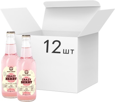 Упаковка сидру MIKKI BREW Crazy Berry ігристий напівсолодкий 6% 0.33 л x 12 шт.