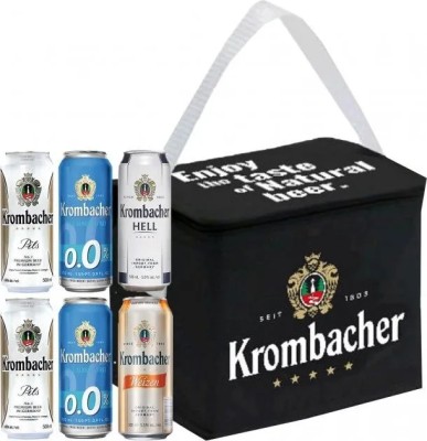 Набір пива Krombacher (Pils 2 шт.*0.5 л, Hell 1 шт.*0.5 л, Weizen 1 шт.*0.5 л, б/а 2 шт.*0,5 л) + термосумка
