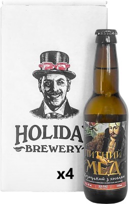 Упаковка Питного меду Holiday Brewery Козацький з хмелем напівсухий 6% 0.33 л х 4 шт