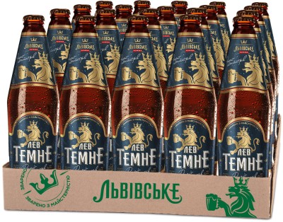 Упаковка пива Львівське Лев темне 4.7% 0.5 л x 20 шт