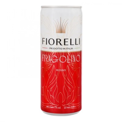 Напій винний Fiorelli Fragolino Rosso, червоний, солодкий, з/б, 7%, 0,25 л