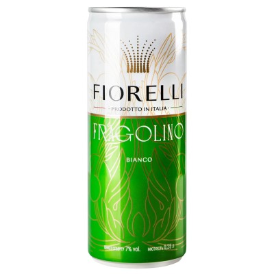 Напій винний Fiorelli Fragolino Bianco, біле, солодке, з/б, 7%, 0,25 л