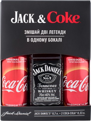 Віскі Jack Daniel's & Coca-Cola Old No.7 40% 0.7 л + Coca-Cola 0.33 х 2 шт.