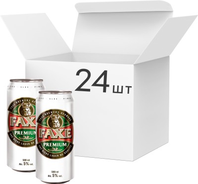 Упаковка пива Faxe Premium світле фільтроване 5% 0.5 л х 24 шт.