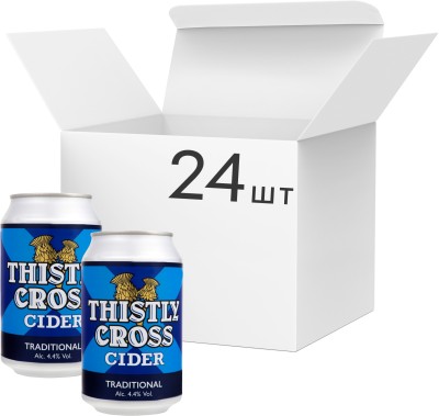 Упаковка сидру Thistly Cross Traditional яблучний 4.4% 0.33 л x 24 шт.