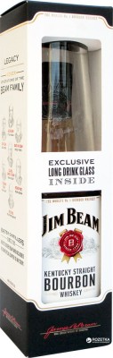 Віскі Jim Beam White 4 роки витримки 0.7 л 40% + келих