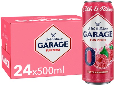 Упаковка безалкогольного пива Garage fun zero №0 зі смаком малини 0.5% 0.5 л х 24 шт з/б