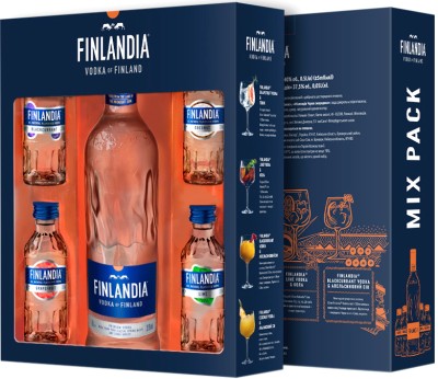 Горілка Finlandia 0.5 л 40% + 4 смакові мініатюри