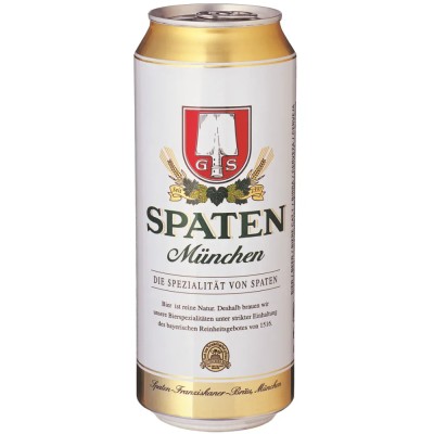 Пиво Spaten Munchen, світле, фільтроване, 5,2%, з/б, 0,5 л