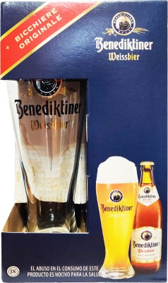 Подарунковий набір Benediktiner Weissbier світле нефільтроване 5.4% 3 х 0.5 л + келих 0.5 л