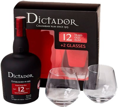 Ром Dictador 12 років витримки 0.7 л 40% з двома склянками