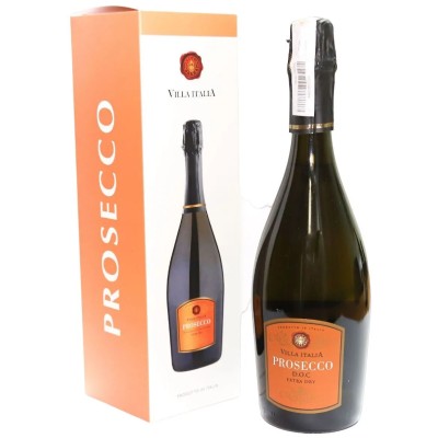 Вино ігристе Villa Italia Prosecco Spumante Extra Dry, біле, Екстра-сухе, 0,75 л, в коробці