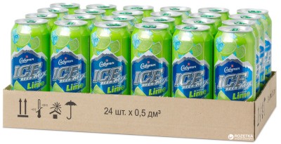 Упаковка пива Славутич Ice Mix Lime світле фільтроване 3.5% 0.5 л x 24 шт