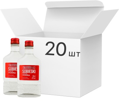 Упаковка горілки Sobieski преміум 40% 0.2 л х 20 шт