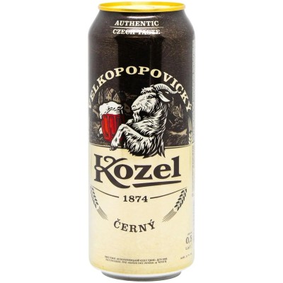 Пиво Velkopopovitsky Kozel, темне, 3,7%, з/б, 0,5 л