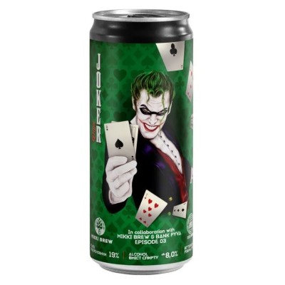 Пиво Mikki Brew Joker, світле, нефільтроване, 8%, з/б, 0,33 л