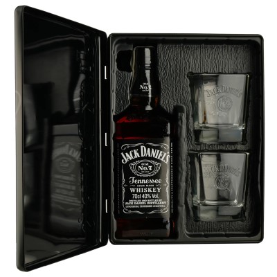 Віскі Jack Daniel's Tennessee Old No.7 у металевій коробці з 2 келихами, 40%, 0,7 л