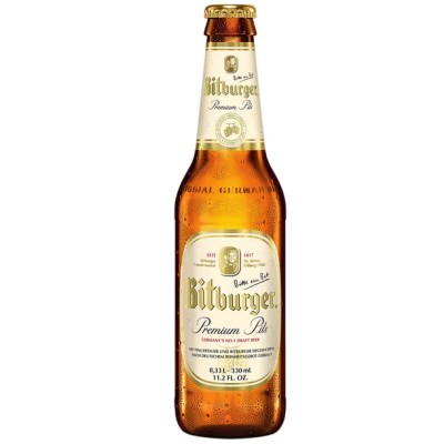 Пиво Bitburger Premium Pils, світле, фільтроване, 4,8%, 0,33 л