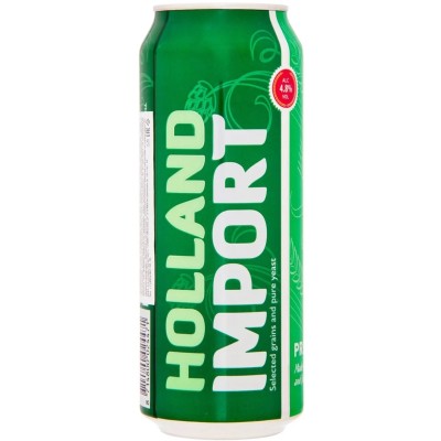 Пиво Holland Import, світле, фільтроване, 4,8%, з/б, 0,5 л