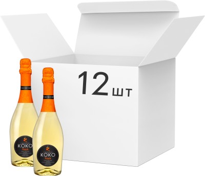 Упаковка напою на основі вина КОКО Peach білий солодкий 0.75 л 5.0-6.9% 12 шт.