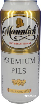 Упаковка пива Mannlich Premium Pils світле фільтроване 4.9% 0.5 л x 24 банки