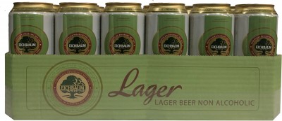 Упаковка безалкогольного пива Eichbaum Lager світле фільтроване 0.0% 0.5 л х 24 шт.