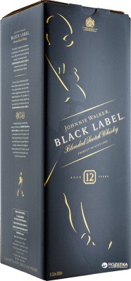 Віскі Johnnie Walker Black Label витримка 12 років 3 л 40% в подарунковій упаковці