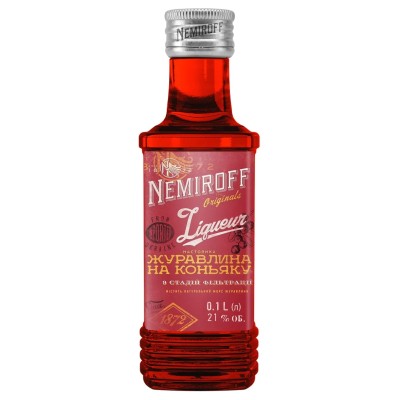 Настоянка Nemiroff Оригінал Журавлина на коньяку, 21%, 0,1 л